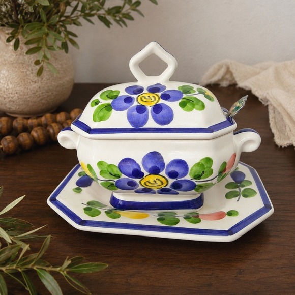 Andrea By Sadek Other - Vintage Portuguese Floral Ceramic Covered Dish Tray Jay Willfred Andrea by Sadek